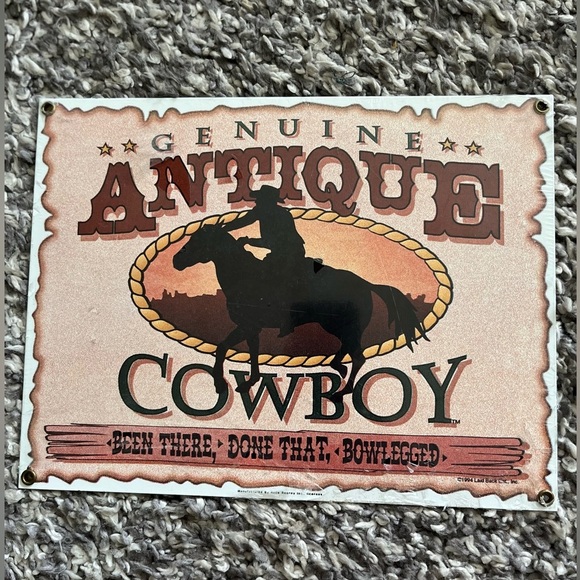 Ande Rooney Genuine Antique Cowboy Heavy Steel indoor/outdoor advertisement sign - Picture 1 of 9